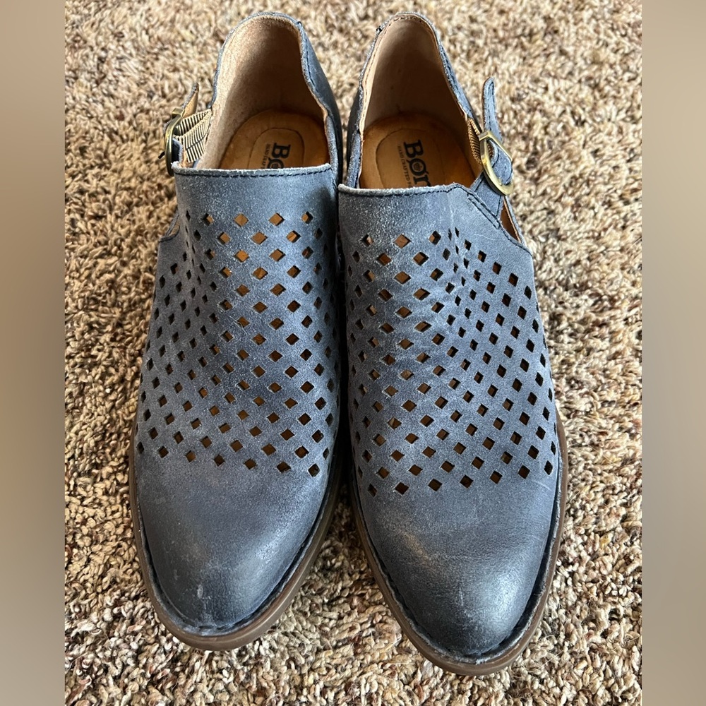 Born Women's Gray Perforated Leather Ankle Booties - Picture 7 of 9